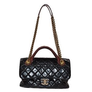 Chanel Chain Shoulder Bag Leather Black